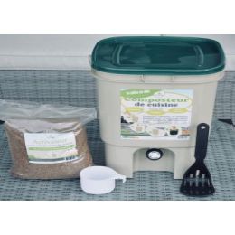 Composteur de cuisine ECOVI 20L beige/vert + activateur
