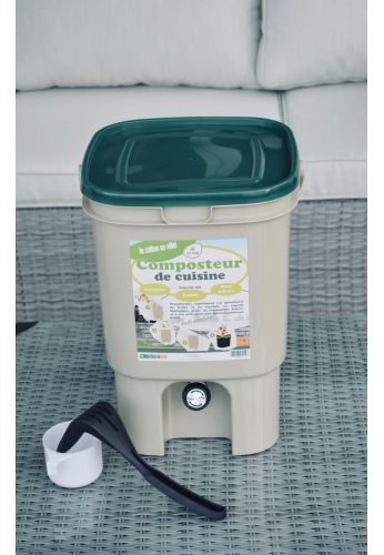 Composteur de cuisine ECOVI 20L beige/vert + activateur