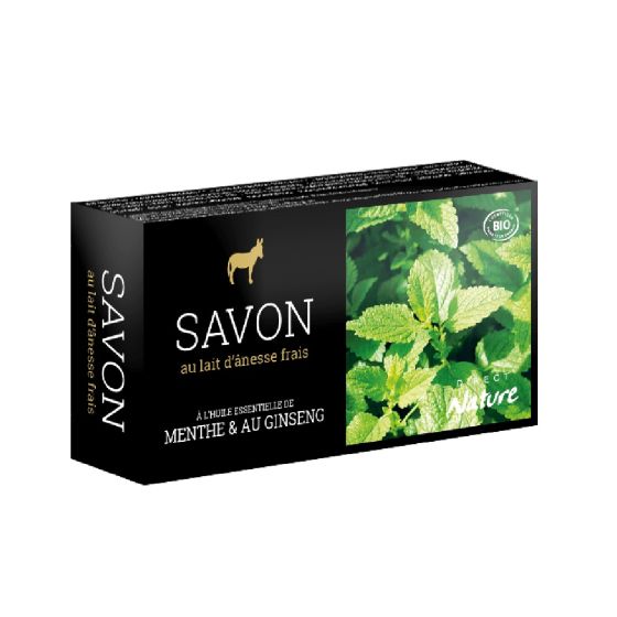 Savonette au lait d'anesse 100 g aux huiles essentielles GINSENG ET MENTHE
