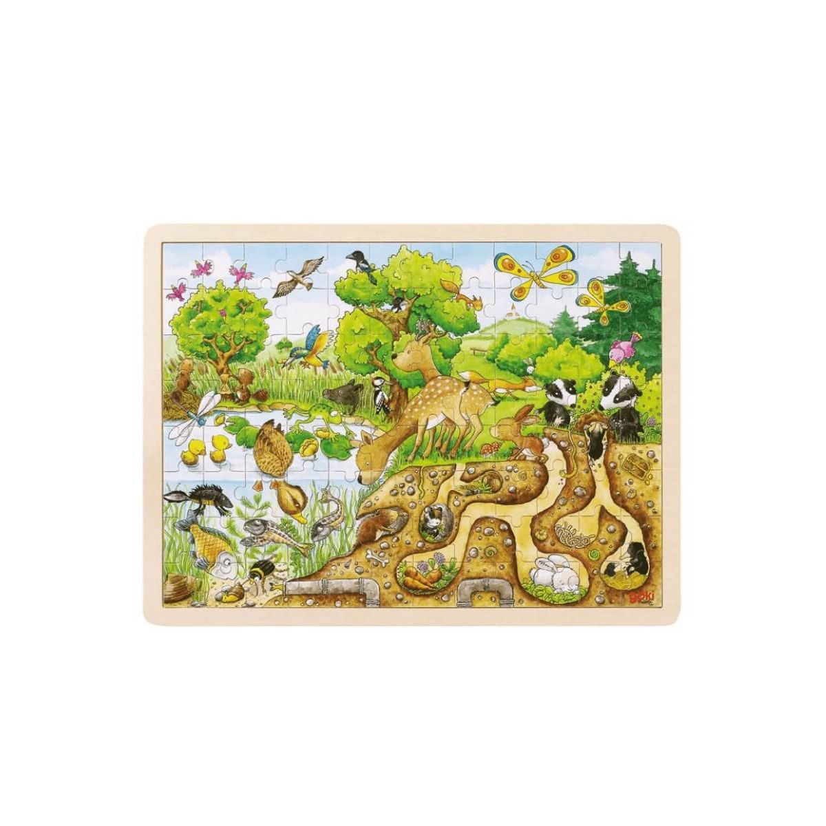 Puzzle Animaux d'Amérique du Nord Goki 57409 - Grand puzzle de 96 pièces en  bois