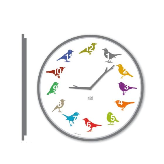 Horloge oiseaux des jardins, modèle ultraflat couleur