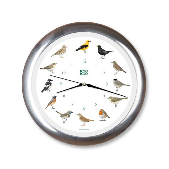 Horloge oiseaux des jardins, modèle en cadre alu