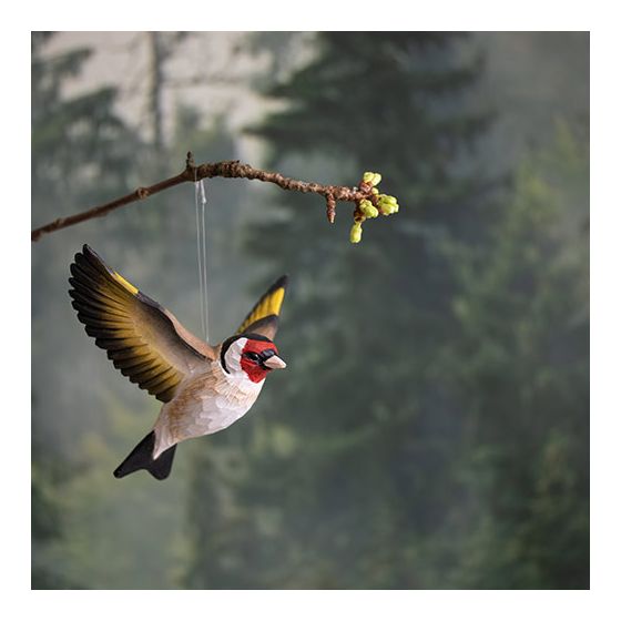 Décobird chardonneret en plein vol