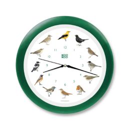 Horloge oiseaux des jardins, modèle en cadre vert