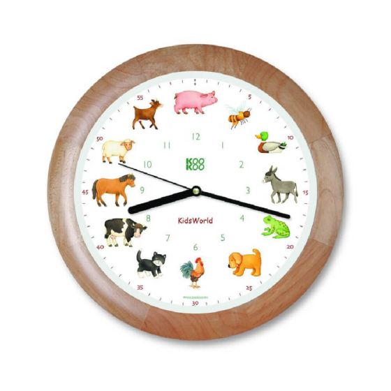 Horloge animaux de la ferme, modèle en cadre bois