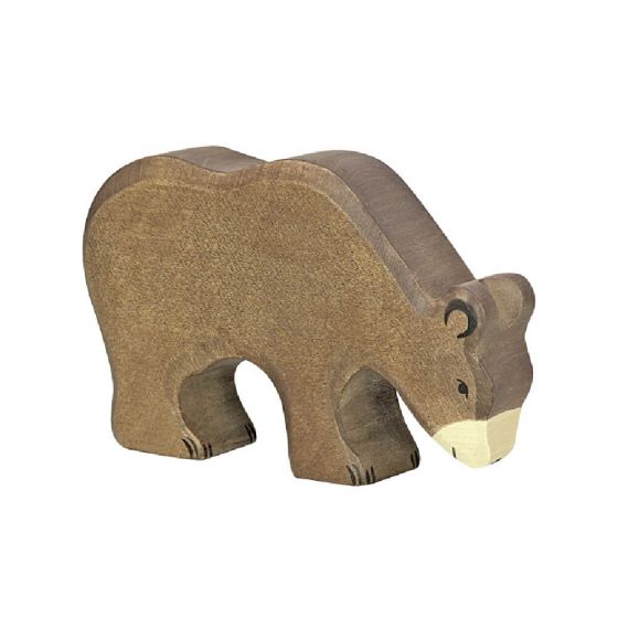 Figurine Holtztiger Ours brun mangeant