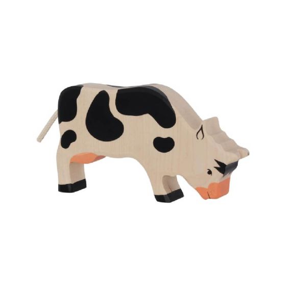 Figurine Holtztiger Vache broutant - Noir