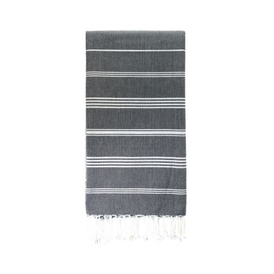 Fouta en coton biologique Blancetanthracite 100 x 200cm
