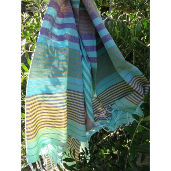 Fouta en coton biologique Aqua 100 x 200cm