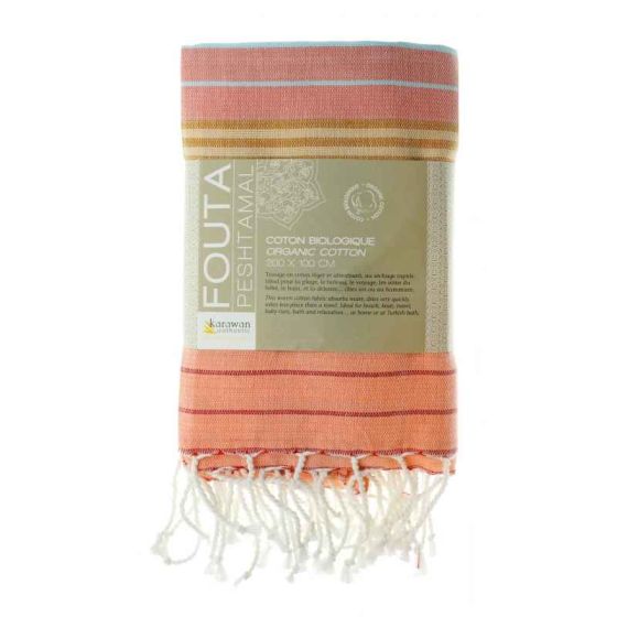 Fouta en coton biologique Terra Cotta 100 x 200cm