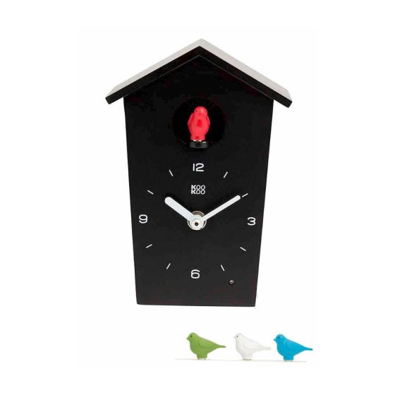 Horloge kookoo birdhouse Mini, avec chants d'oiseaux, noire