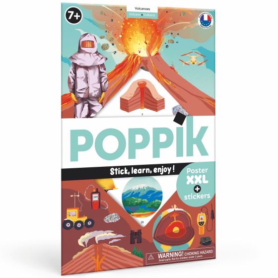 Poster découverte avec stickers Les volcans
