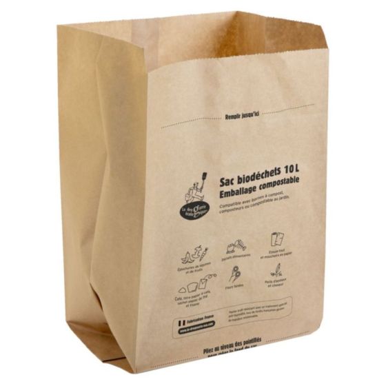 Lot de 15 sacs kraft biodéchets 10L