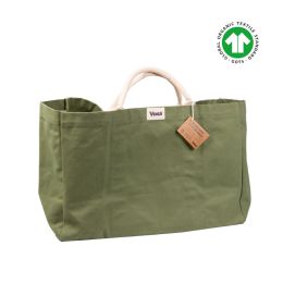 Grand sac cabas vert en coton bio