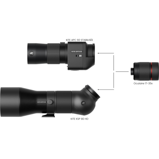 Longue-vue Kite APC 60 ED STABILISEES + oculaire 17-35 grand angle
