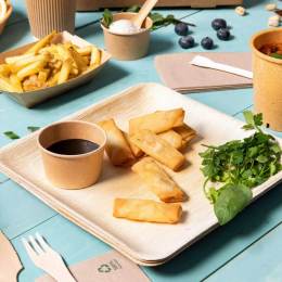 Lot de 25 assiettes compostables en palmier Carrées 17 x17 Cm