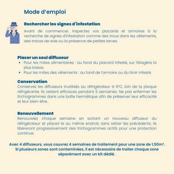 Trichogrammes anti-mites des vêtements - 4 diffuseurs