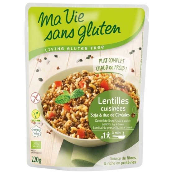 Lentilles cuisinées au soja et céréales - 220g Lentilles cuisinées au soja et céréales - 220g