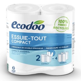 Essuie-tout compact recyclé - 2 rouleaux