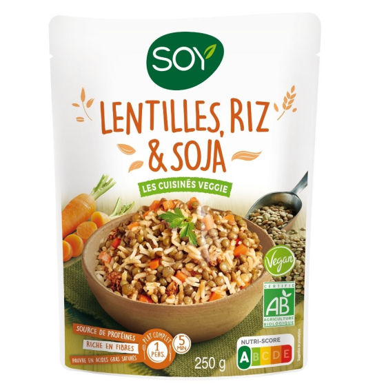 Lentilles riz et soja les cuisines veggie - 250g Lentilles riz et soja les cuisines veggie - 250g