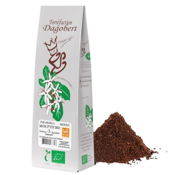 Café moulu mont p'tit bio pérou et honduras - 250g Café moulu mont p'tit bio pérou et honduras - 250g