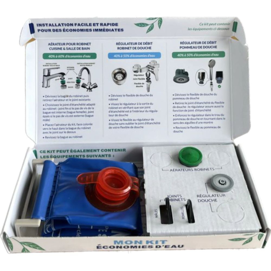 Pack Economies d'eau : 1 robinet + 1 joint douche + 1 sac wc
