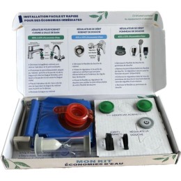 Pack eau complet : 2 robinets + 1 douche + 1 sac WC + 1 sablier de douche