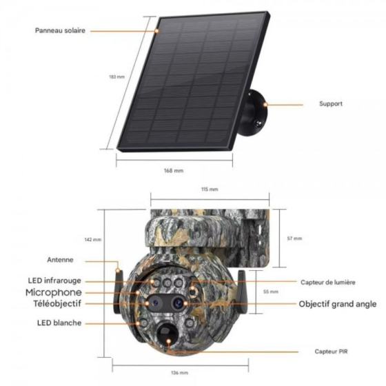 Piège photo 4G - 360° avec panneau solaire
