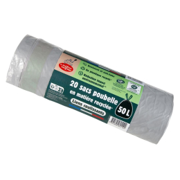 Rouleau 20 sacs poubelle coulissant - 50 L en display