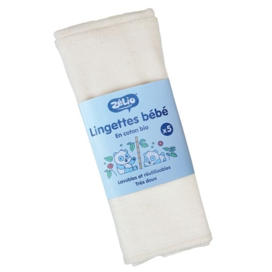Lot de 5 lingettes bébé lavables