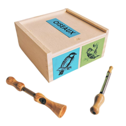 Coffret bois 2 appeaux - Mes anges (charbonnière et bleue)