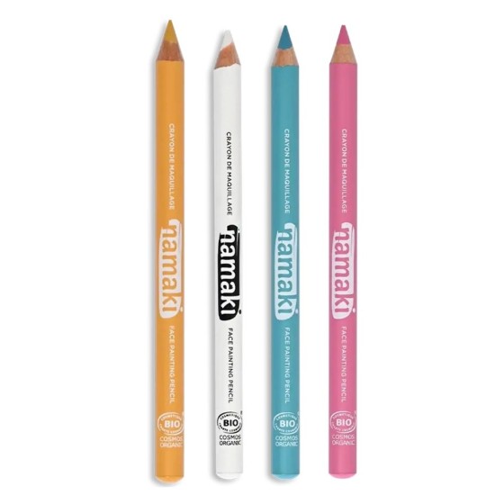 Kit 4 crayons de maquillage fins – Jaune, Rose, Turquoise, Blanc
