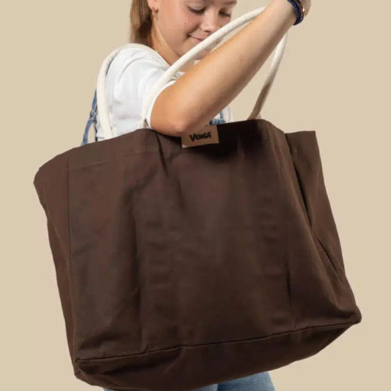 Grand sac cabas Chocolat en coton bio