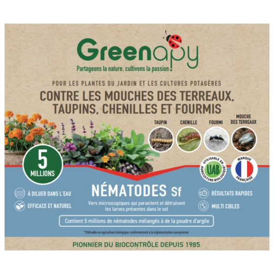 Nématodes SF anti mouche terreaux, taupins, chenilles 5M - 10m²