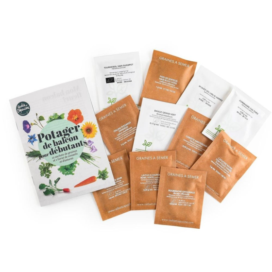 Enveloppe 12 sachets potager de balcon pour débutants