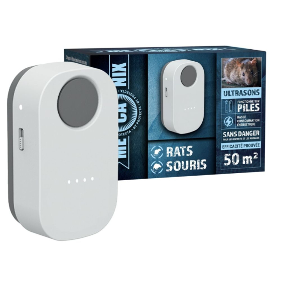 Ultrason anti-rats et souris – 50 m² – Piles