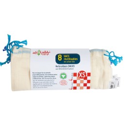 Sacs réutilisables en coton bio - XS 8 pièces