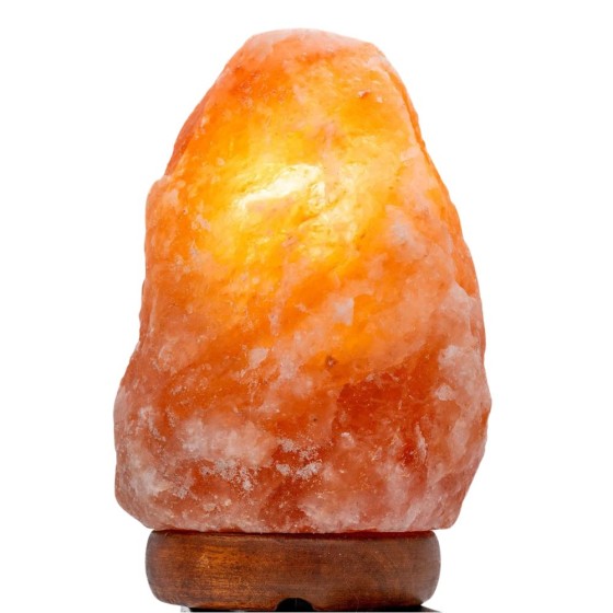 Lampe cristal de sel 1-2 kg avec socle en bois