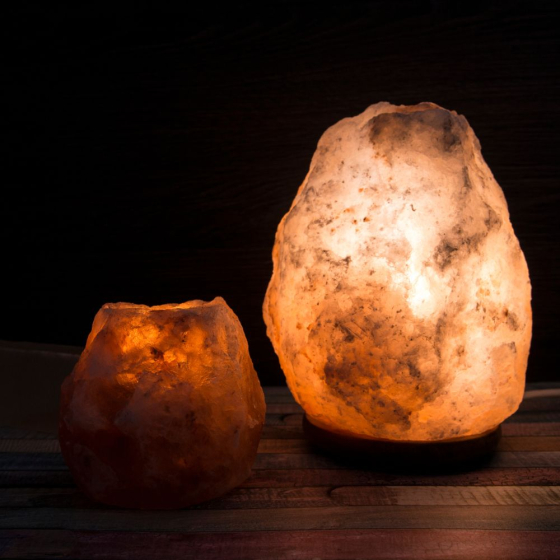 Lampe cristal de sel 1-2 kg avec socle en bois