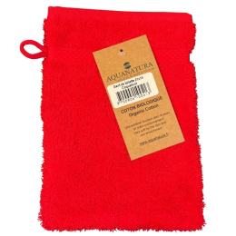 Gant de toilette coton bio coloris coquelicot