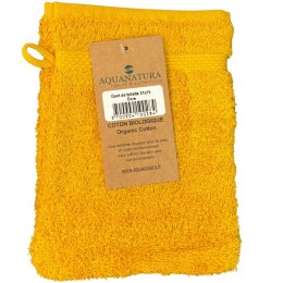 Gant de toilette coton bio coloris jaune ocre