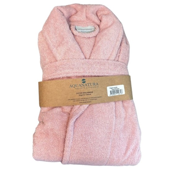 Peignoir en coton Bio, coloris rose blossom, Taille L