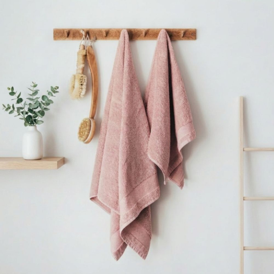 Drap de bain coton bio coloris rose blossom