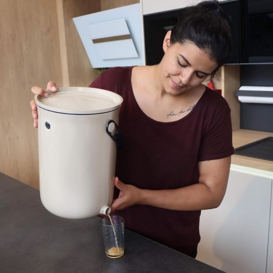 Composteur Bokashi Organko 2 – 9,6 L – Blanc crème – Activateur inclus