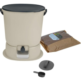 Composteur Bokashi Essential + base – 15,3 L – Blanc crème – Activateur inclus