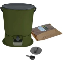 Composteur Bokashi Essential + base – 15,3 L – Olive – Activateur inclus
