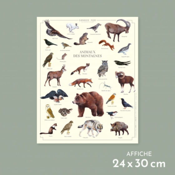 Animaux des montagnes - Affiche 24 x 30 cm