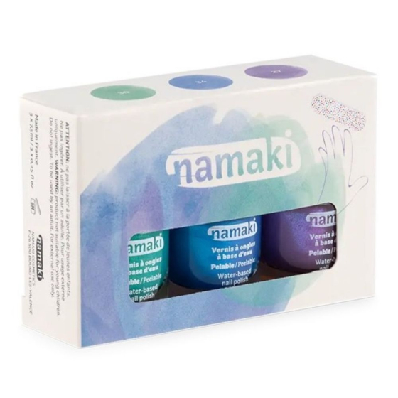 Coffret 3 vernis pelables enfant Aurore Boréale + lime