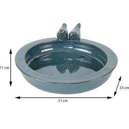 Bain oiseau céramique rond - Bleu pétrole