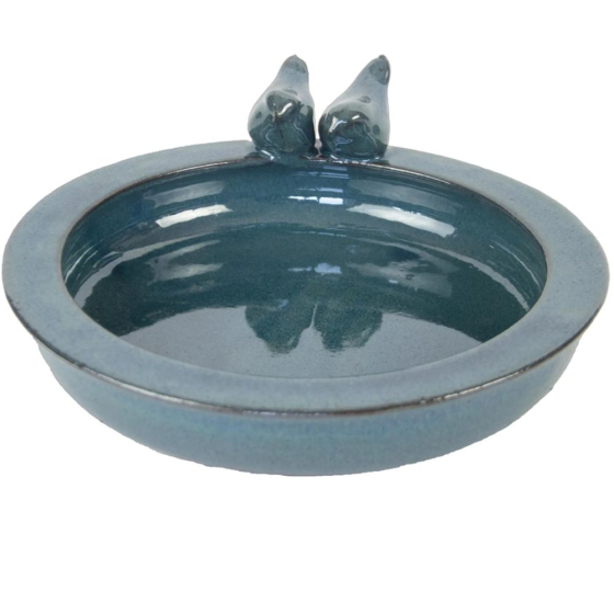 Bain oiseau céramique rond - Bleu pétrole
